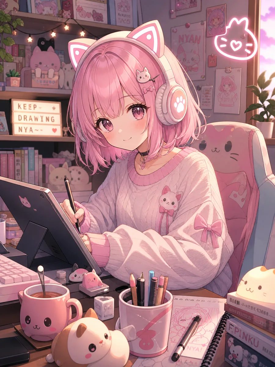 甜系少女日常生活插画